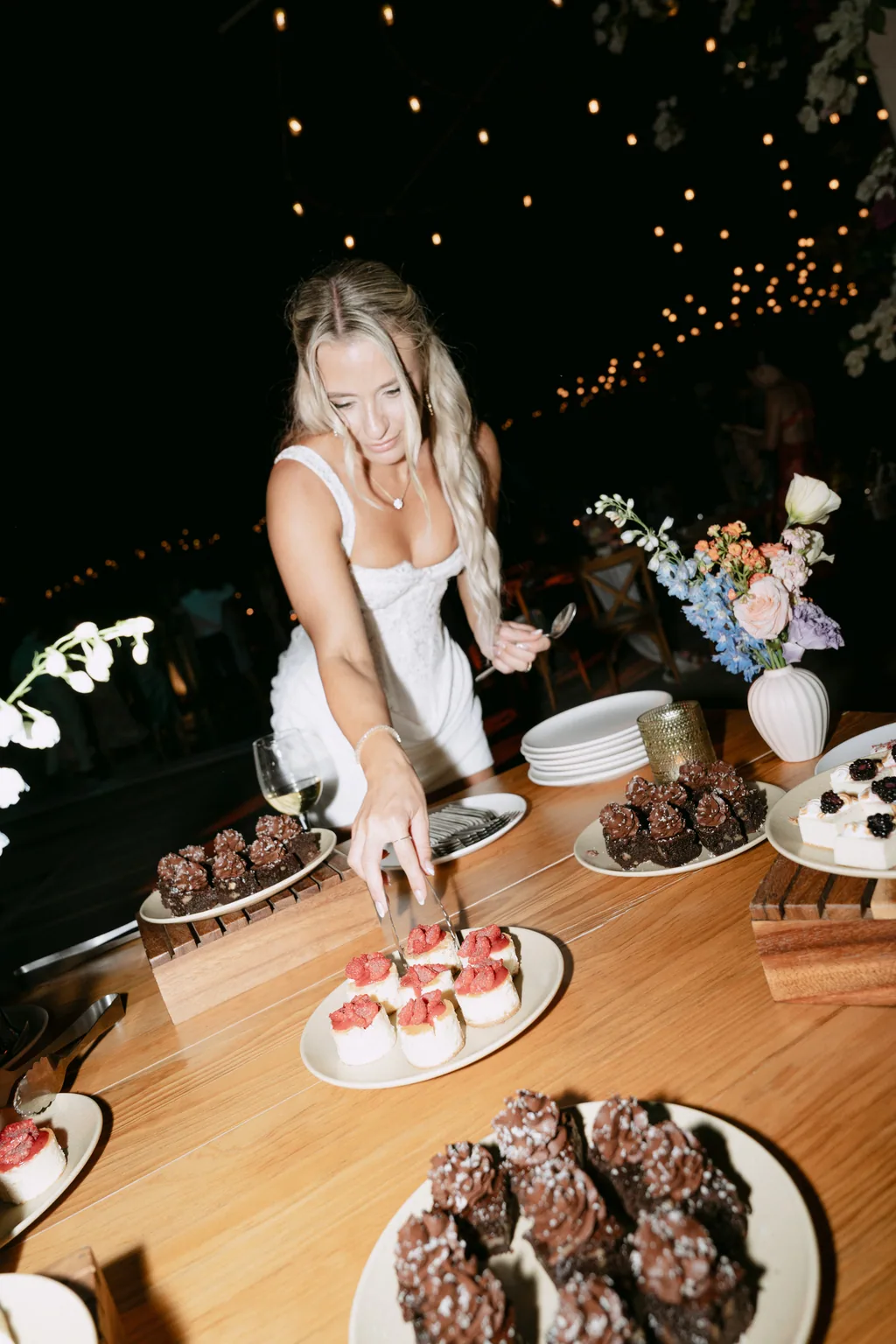 Bailey at the dessert table during the party